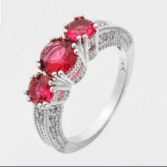 Jewelry - New 2.66 ruby diamond 14k white gold ring size 8